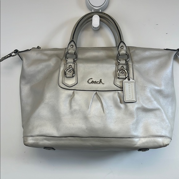 Coach Large Capacity Silver Tote Bag with Metallic Accents - Picture 1 of 17